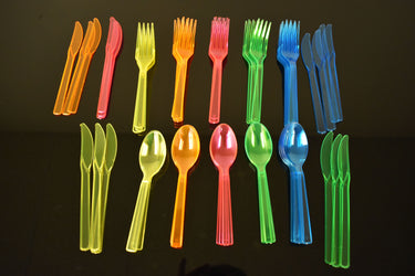 Assorted UV Blacklight Reactive Cutlery Set- 48 Count